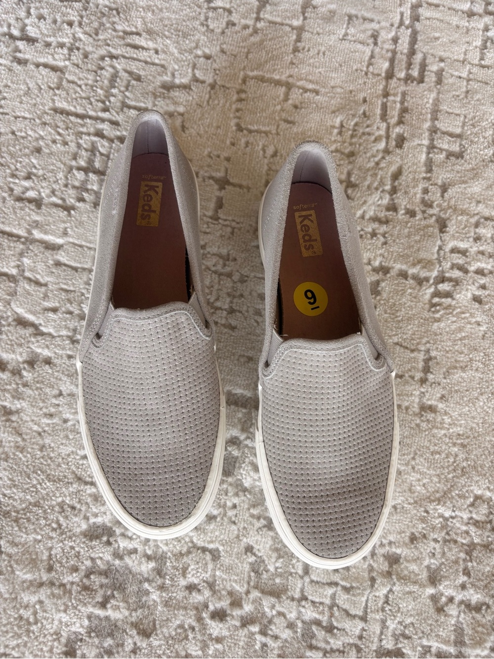 Keds Double Decker Perforated Suede Slip-On Sneaker Sneakers Gray US 6
